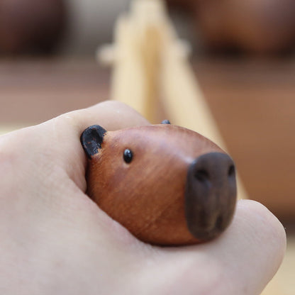 Capybara and Little Hats Wood Ornament 