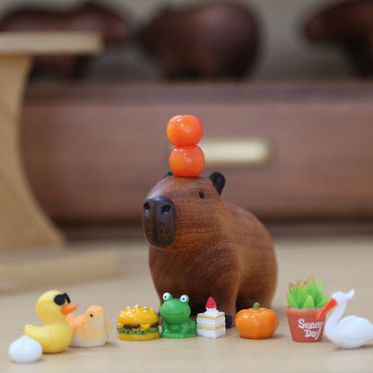  Capybara and Little Hats Wood Ornament 