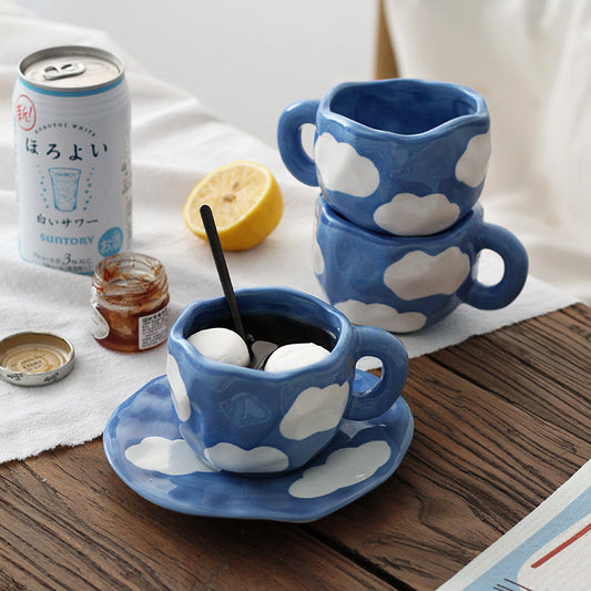  Porcelain Blue Sky Coffee Cup and Saucer Set 