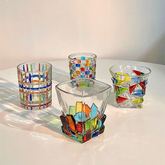  Rainbow Luster Hand-Painted Glass Cup 