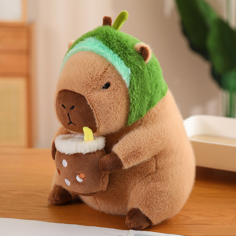  Capybara Drinking Boba Huggable Plushie 