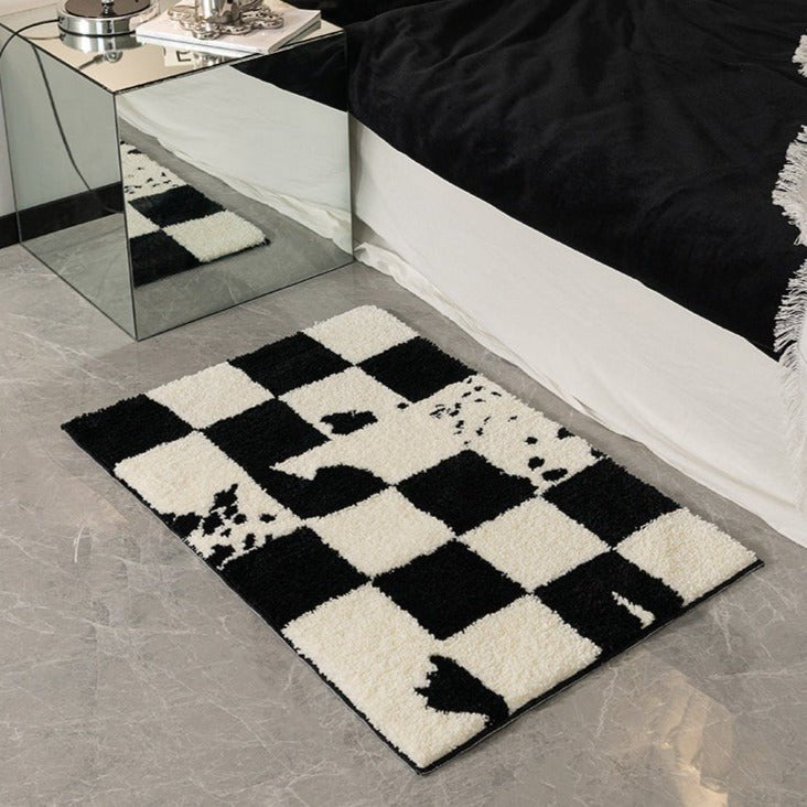  Monochrome Splatter Prints Checkered Mat 