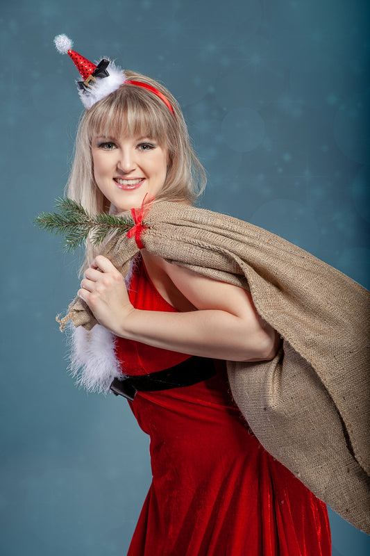 a person in a red dress