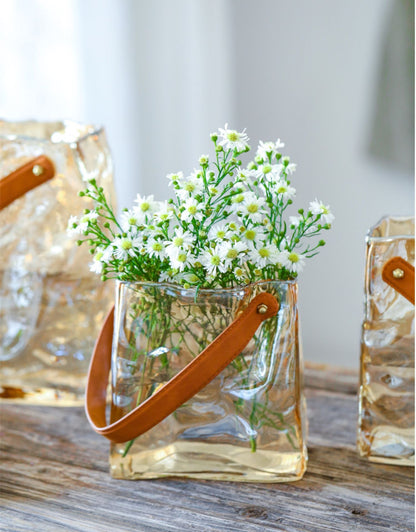 Aqua Elegance Handbag Glass Vase - patchandbagel