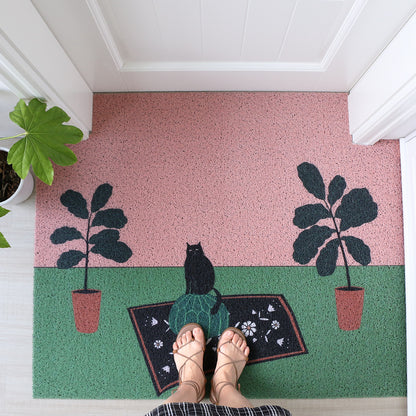  Afternoon Cat DIY Cut-Out Cartoon Entrance Mat 