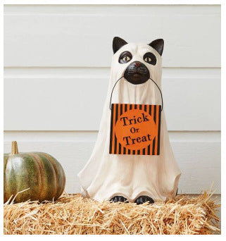  Puppy Pumpkin Candy Bowl & Bag Cat Storage Halloween Ornament 