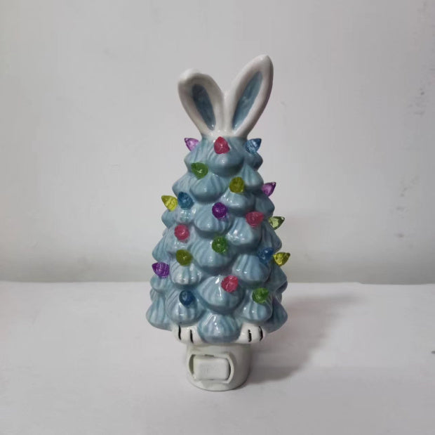  Easter Bunny Shape Ceramic Tree Decorations Spring Easter Bunny Glow Ornaments Easter Bunny Tree 