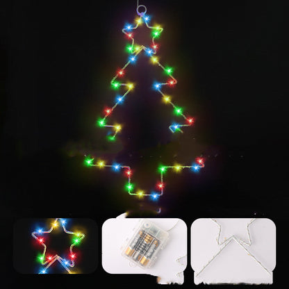 Schmiedeeiserne Weihnachtsbaumlaterne mit LED-Girlande