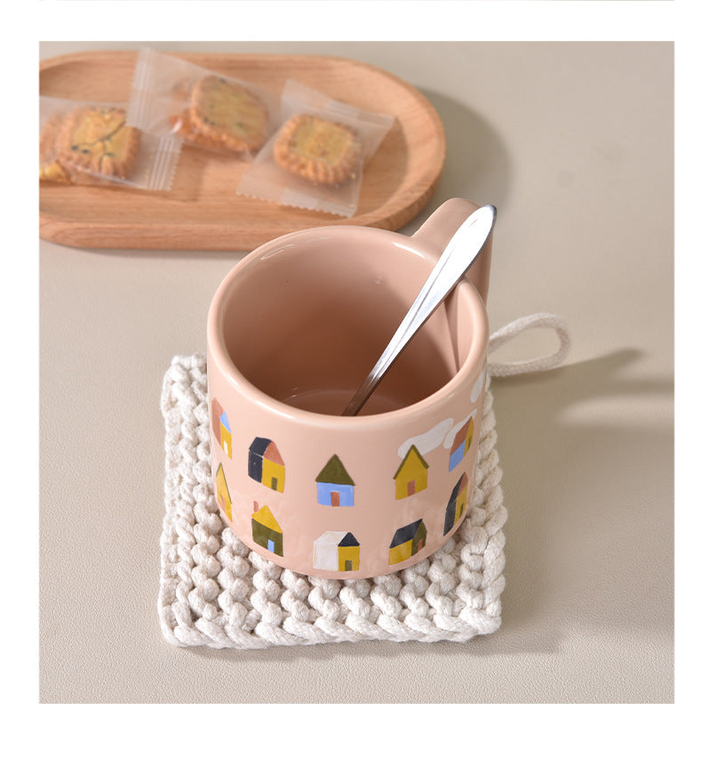  Morning Cheer Pink Cartoon Coffee & Breakfast Mug 