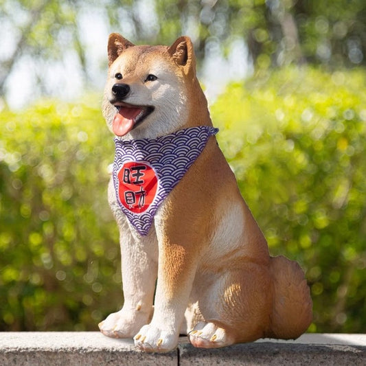  Shiba with Collar Dog Ornament for Courtyard Decor 