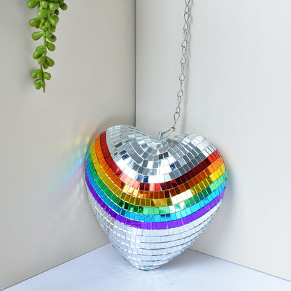  Rainbow Heart Sparkly Sequin Decor 