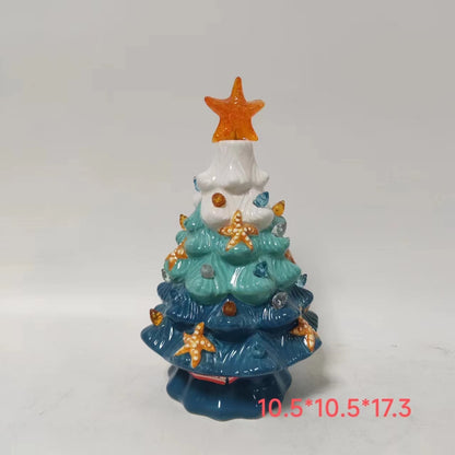  Ceramic Starfish Decorative Luminous Tree LED Desktop Crafts Marine Biological Ceramic Tree Bedside Small Night Lamp 