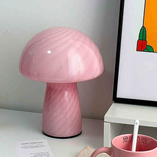  Cream Style Striped Mushroom Table Lamp 