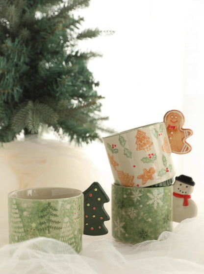  Hand-Painted Gingerbread Man Christmas Ceramic Mug 