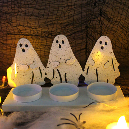  Halloween Triplet Ghosts Candlestick Holder 