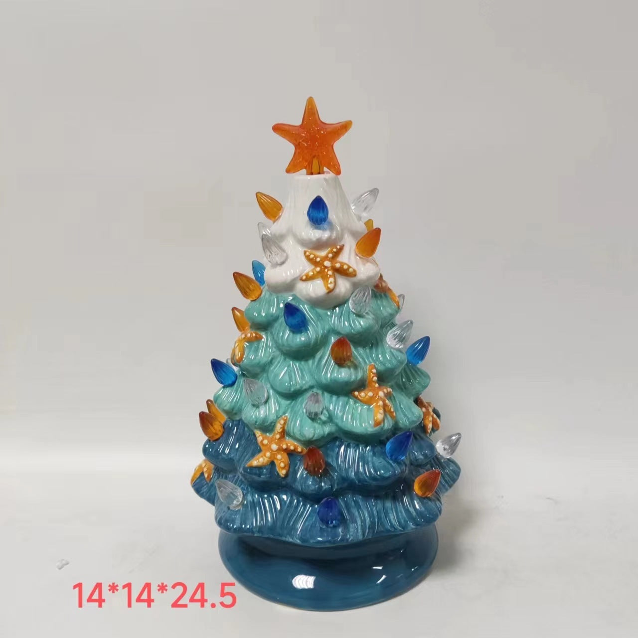  Ceramic Starfish Decorative Luminous Tree LED Desktop Crafts Marine Biological Ceramic Tree Bedside Small Night Lamp 