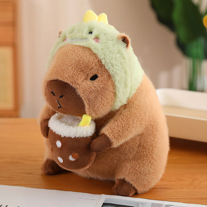 Capybara Drinking Boba Huggable Plushie - patchandbagel
