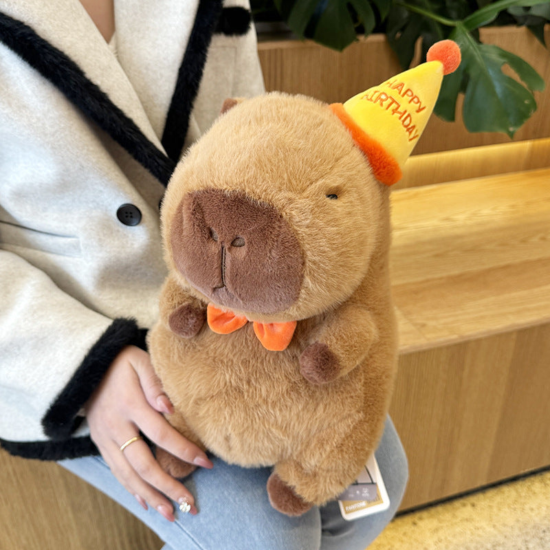Strawberry Hat Capybara Plush Toy - patchandbagel