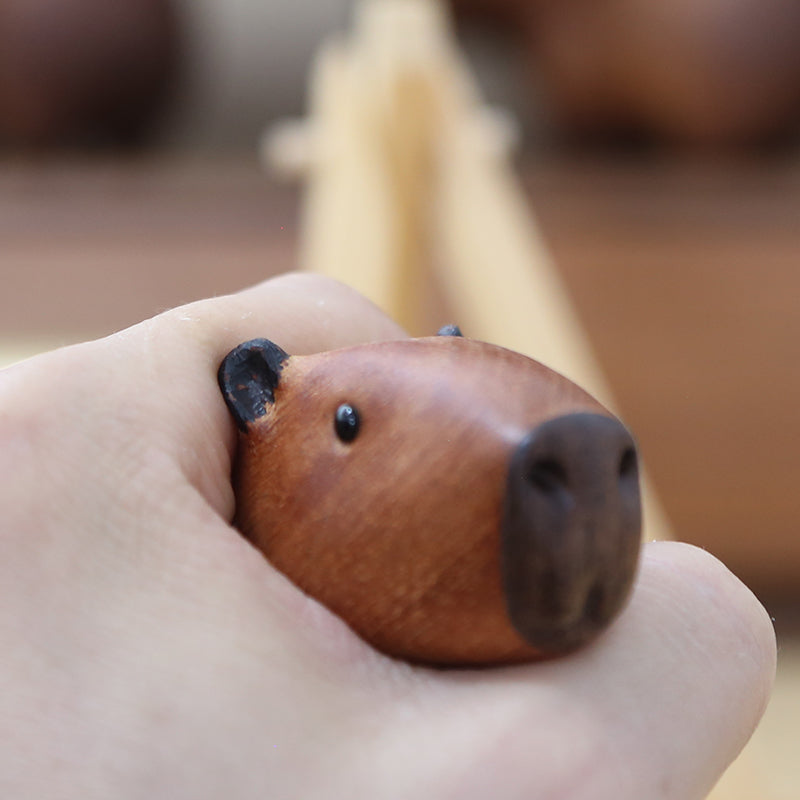 Capybara and Little Hats Wood Ornament - patchandbagel