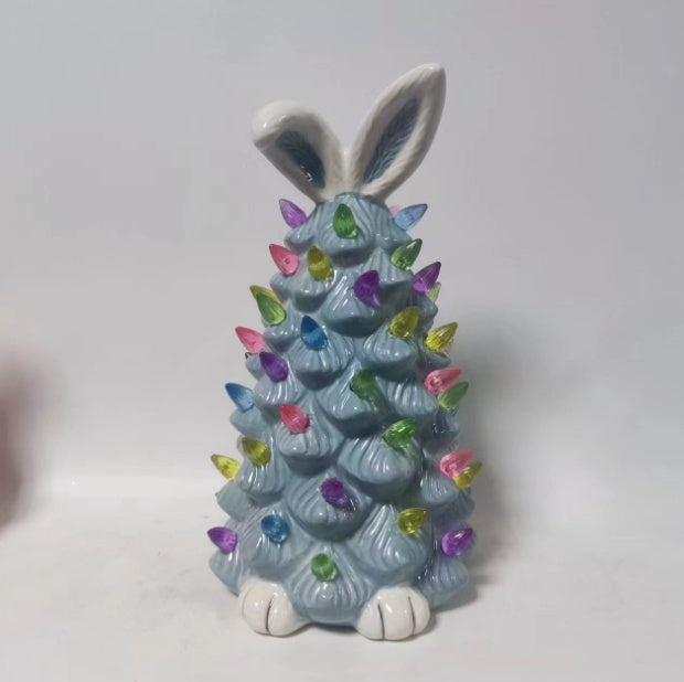  Easter Bunny Shape Ceramic Tree Decorations Spring Easter Bunny Glow Ornaments Easter Bunny Tree 