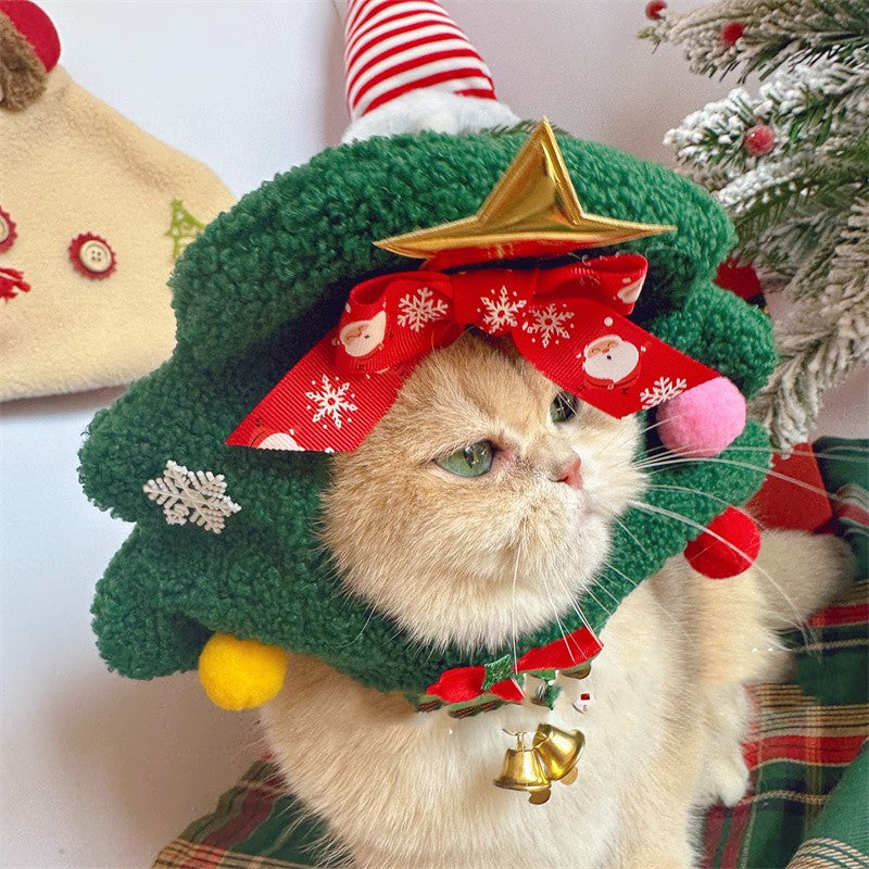  Festive Feline & Pooch Plush Christmas Tree Hat 
