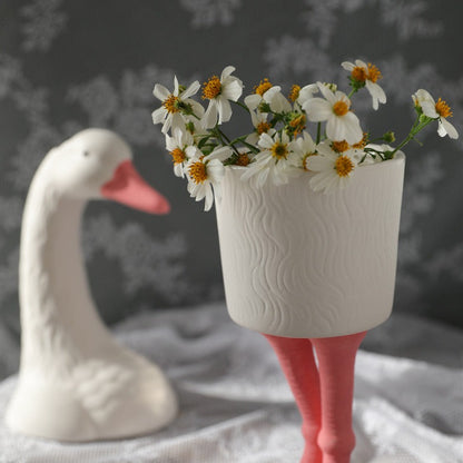Hand-painted Ceramic Goose Leg Tall Flower Pot - patchandbagel