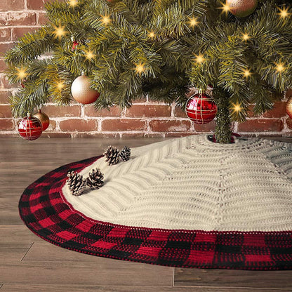 Cozy Knitted Christmas Tree Skirt - patchandbagel