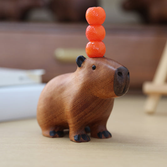  Capybara and Oranges Wood Ornament 