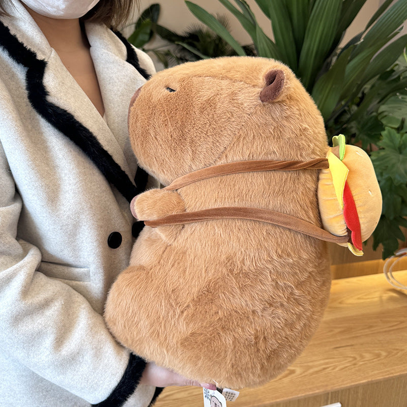 Hamburger Backpack Capybara Plush Toy - patchandbagel