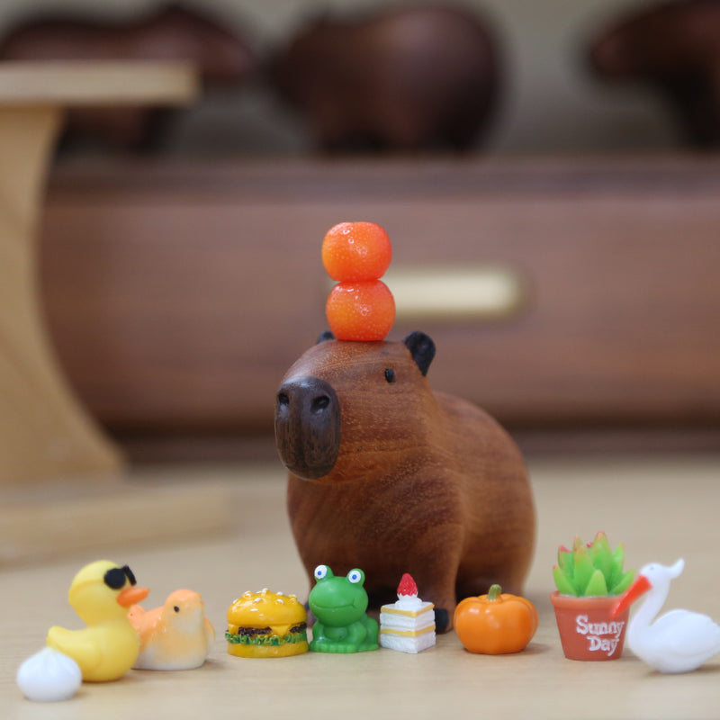 Capybara and Oranges Wood Ornament - patchandbagel
