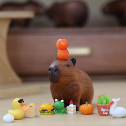 Capybara and Oranges Wood Ornament - patchandbagel
