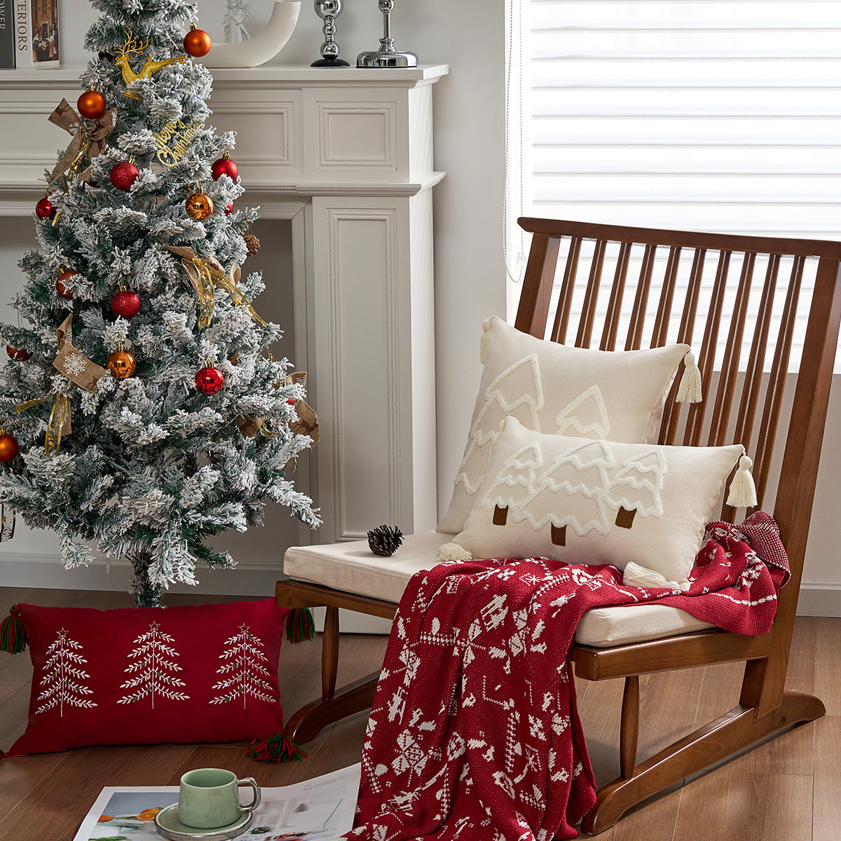  Christmas Embroidery Pillow Case 