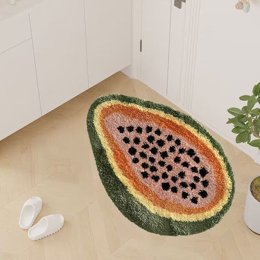  Papaya Geometric Absorbent Bathroom Mat 