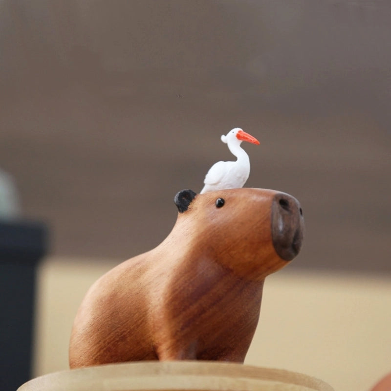 Capybara and Little Hats Wood Ornament - patchandbagel