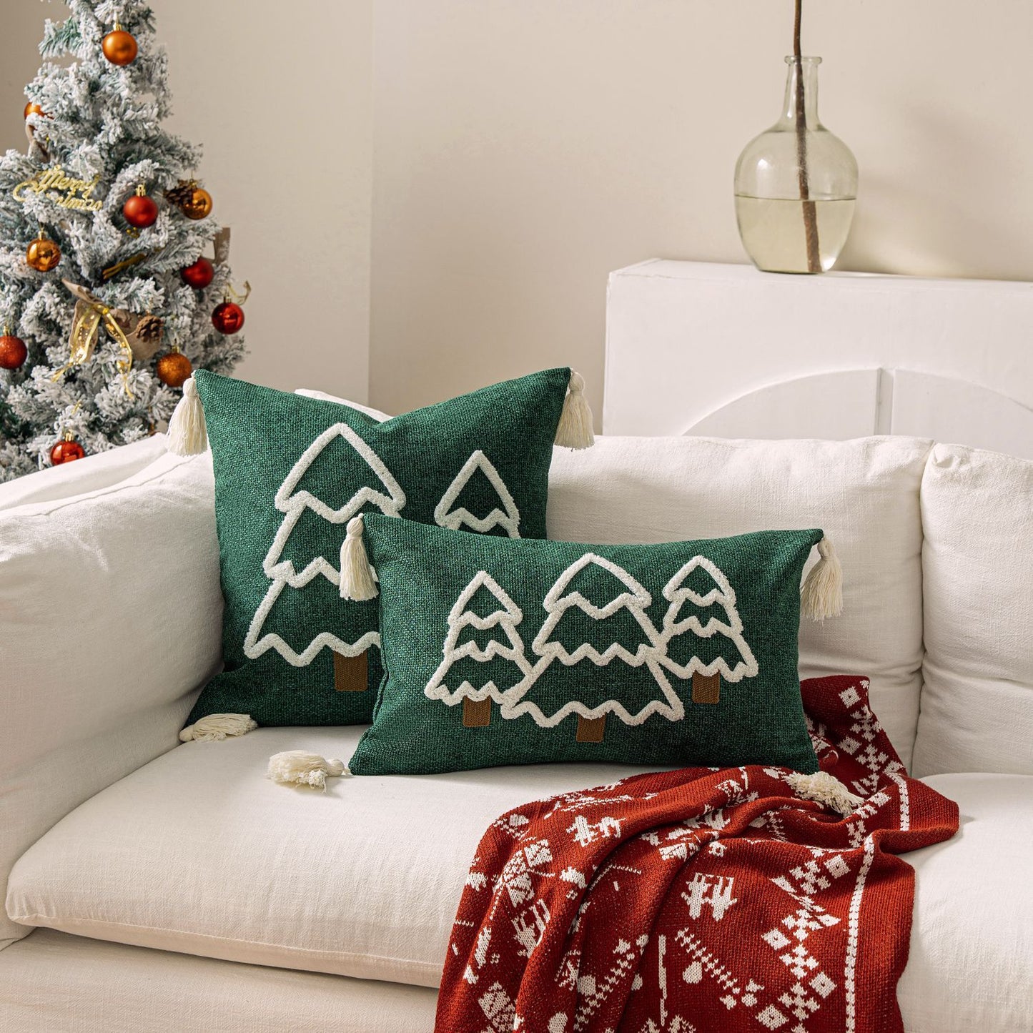  Christmas Embroidery Pillow Case 