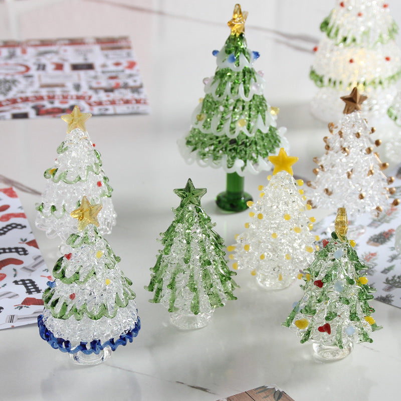  Christmas Gift Colored Glaze Christmas Tree Crafts Small Ornaments 