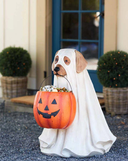  Puppy Pumpkin Candy Bowl & Bag Cat Storage Halloween Ornament 