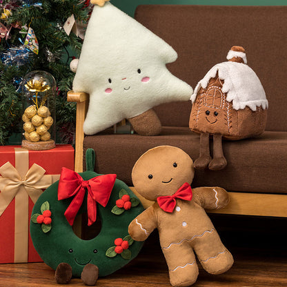 Gingerbread House Christmas Huggable Plushie - patchandbagel