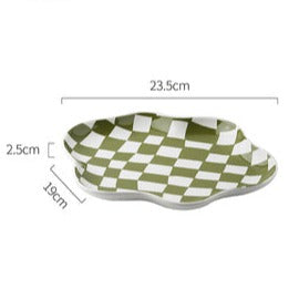 Checkered Geometric Ceramic Plate - patchandbagel