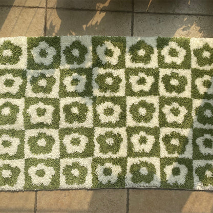Florals Green Checkered Mat