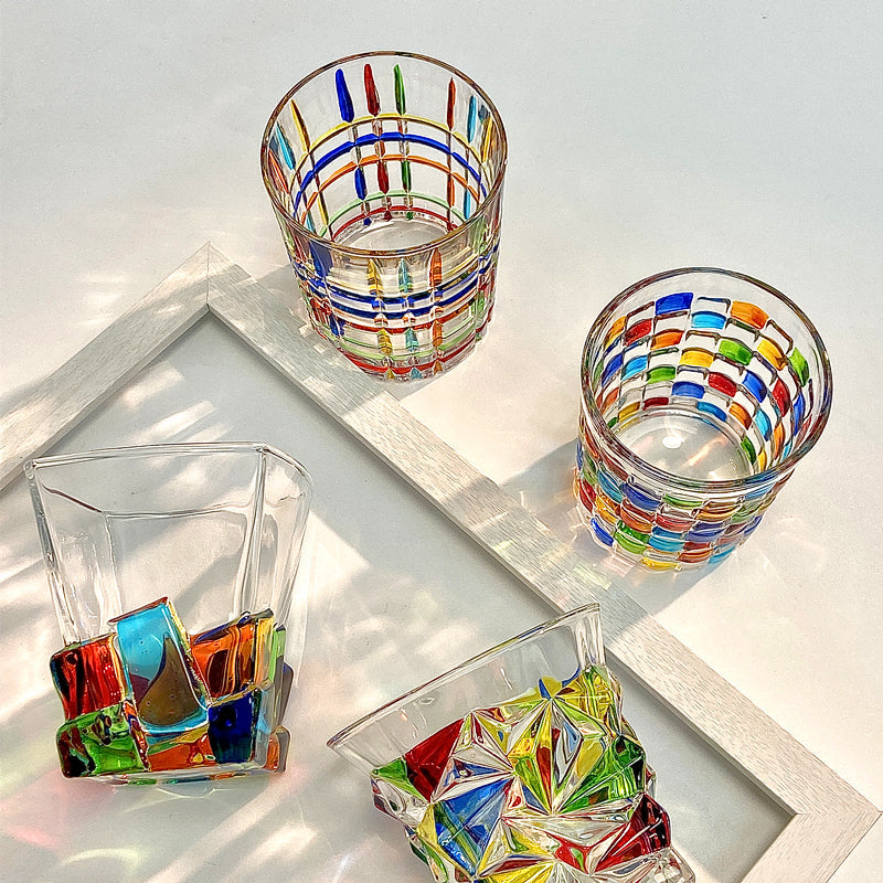 Rainbow Luster Hand-Painted Glass Cup - patchandbagel