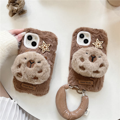  Handmade Fluffy Capybara iPhone Case 