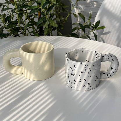 Speckled Ceramic Large Handle Coffee Mug - patchandbagel