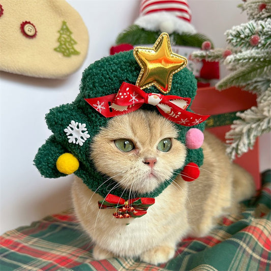 Festive Feline & Pooch Plush Christmas Tree Hat 
