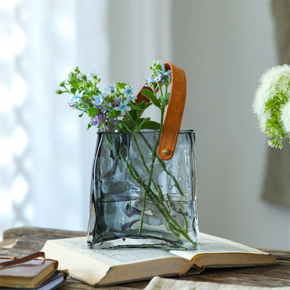 Aqua Elegance Handbag Glass Vase