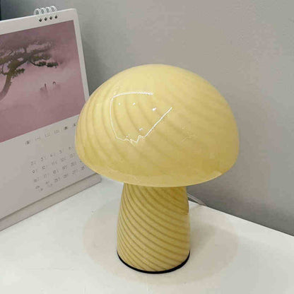  Cream Style Striped Mushroom Table Lamp 