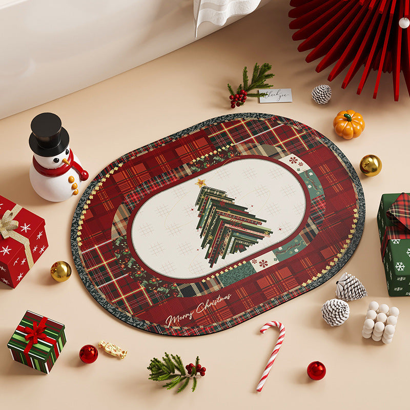  Christmas Diatom Ooze Oval Absorbent Floor Mat 