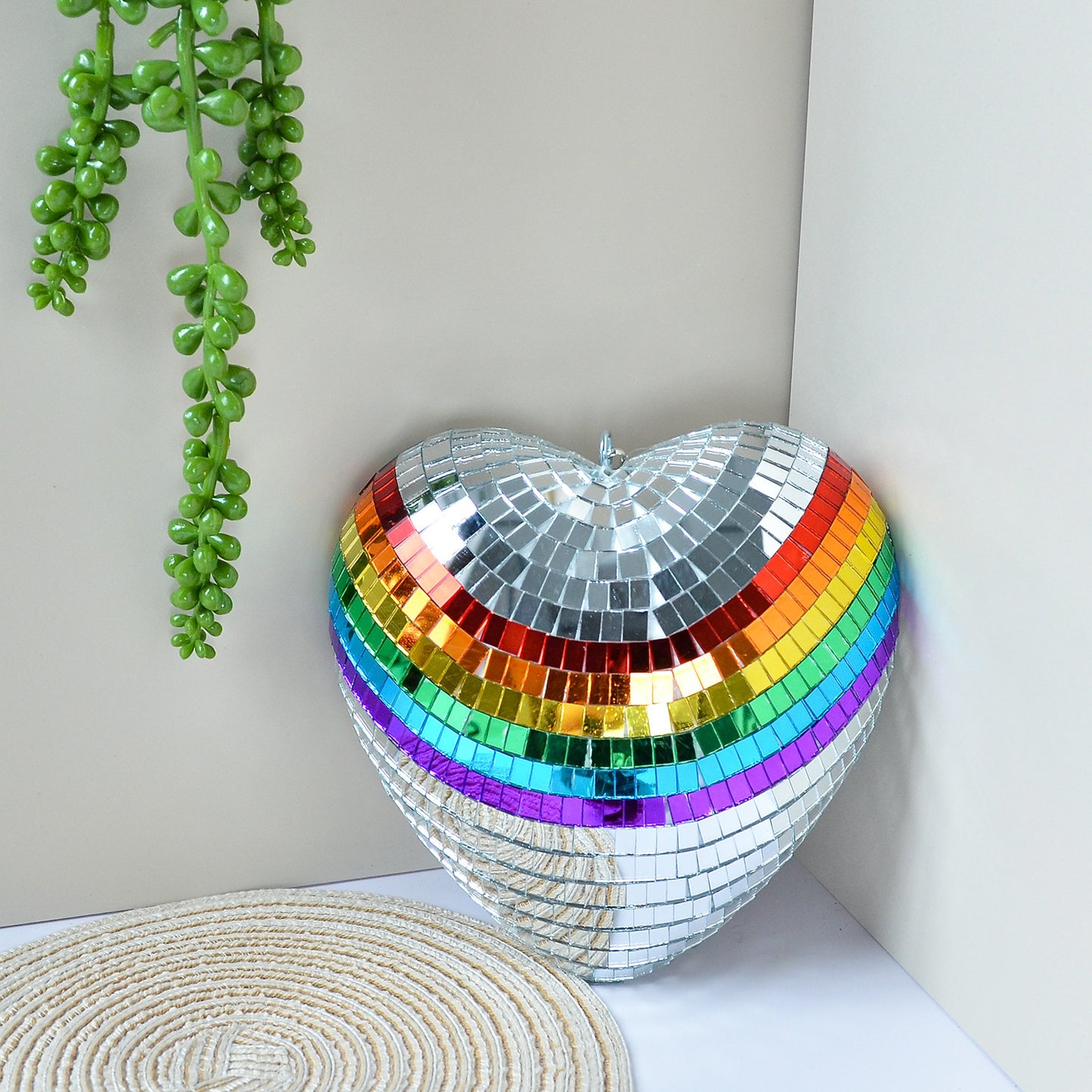  Rainbow Heart Sparkly Sequin Decor 