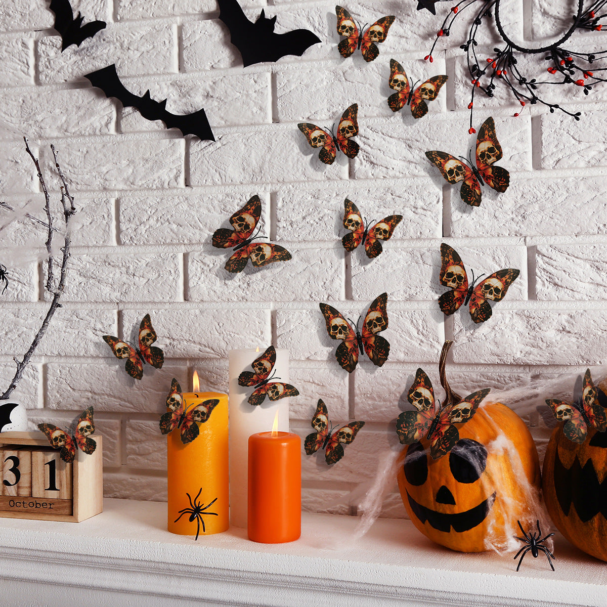  Skull Butterfly Halloween Wall Stickers 