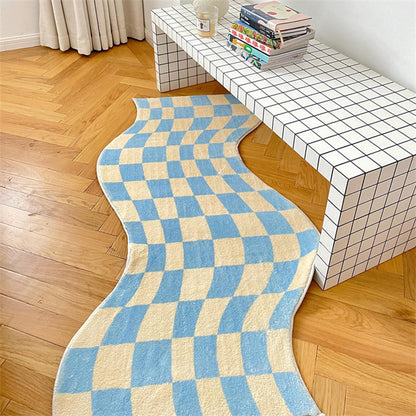  Geometric Swirl Irregular Checkerboard Rug 